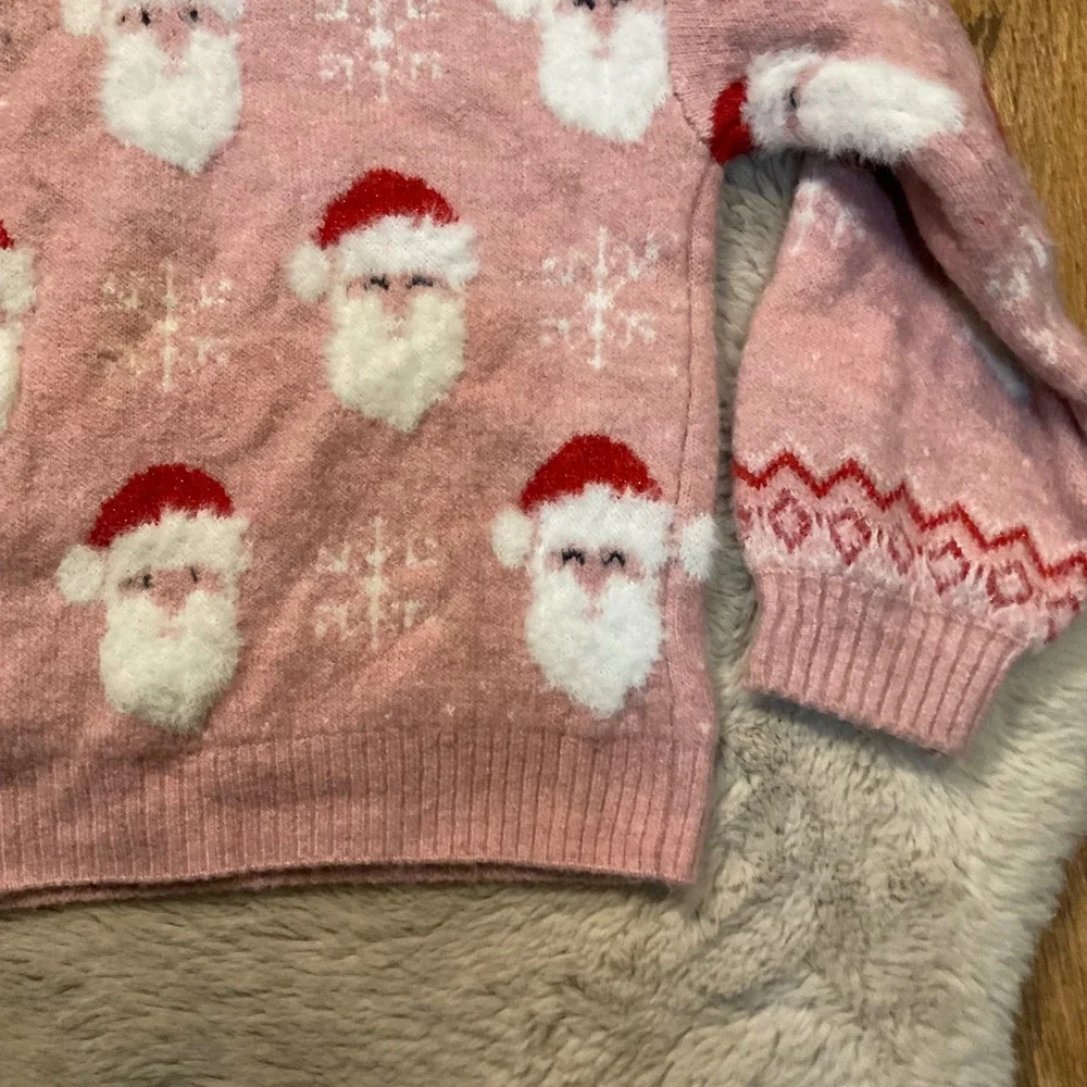 Dunes Stores Sweater Santa Pink‎ Size 7-8 Winter Soft Cozy Kids